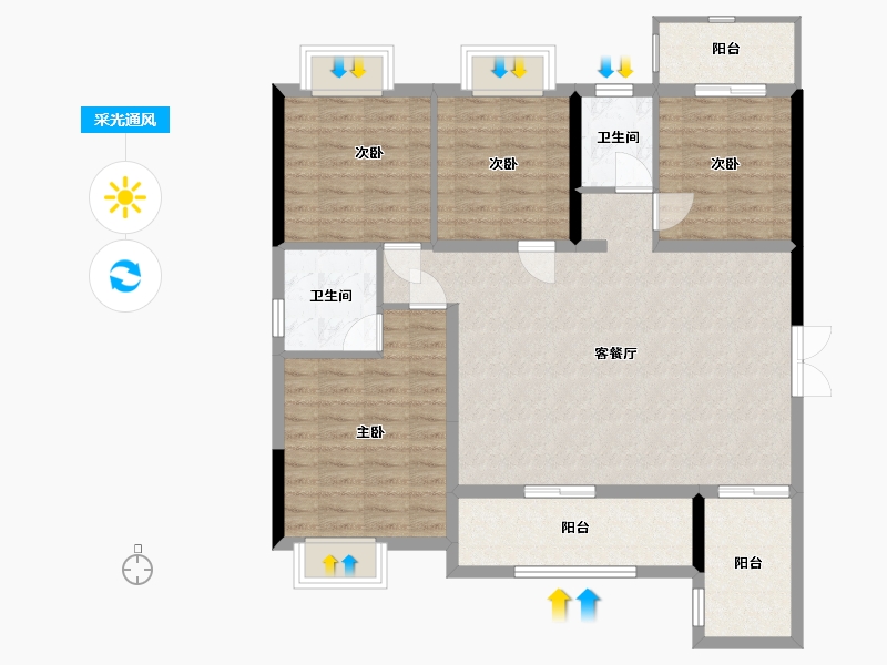 湖南省-衡阳市-云峰国府-106.12-户型库-采光通风