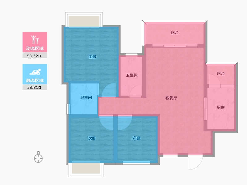 四川省-泸州市-众城繁华里-81.90-户型库-动静分区