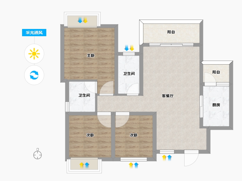 四川省-泸州市-众城繁华里-81.90-户型库-采光通风