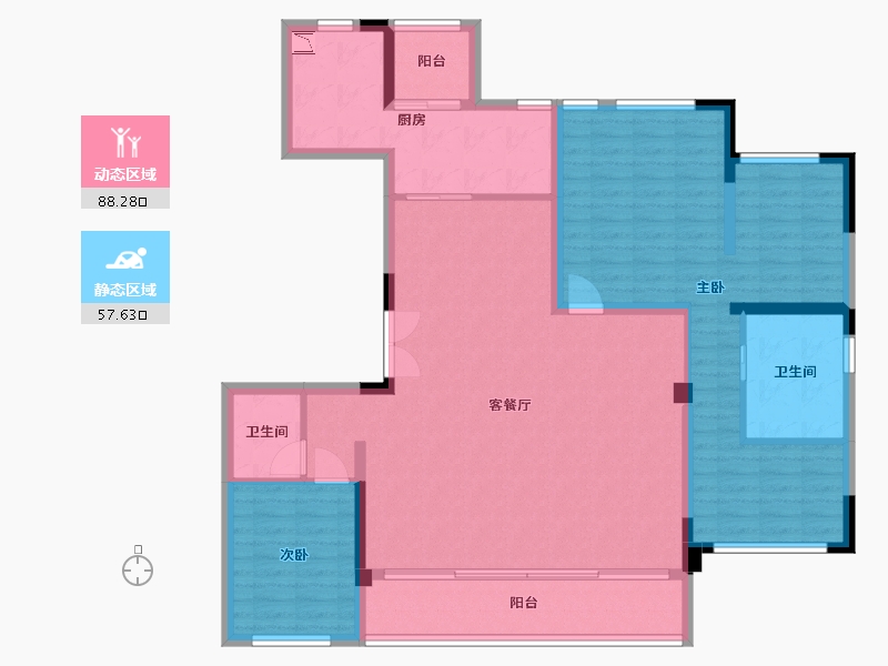 四川省-内江市-兆信・锦巷府-132.10-户型库-动静分区