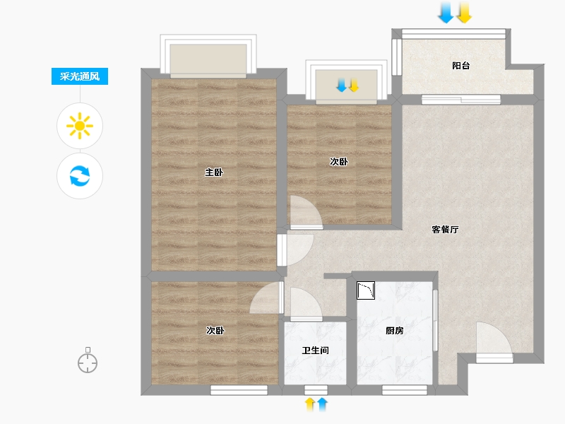 江苏省-常州市-万象府-64.31-户型库-采光通风