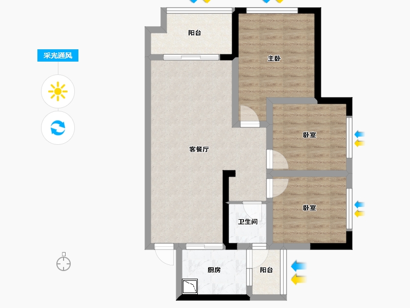 四川省-遂宁市-置信逸都·仁湖花园江庭-73.79-户型库-采光通风