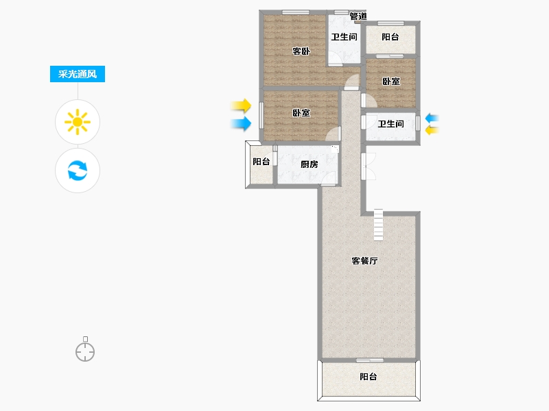 四川省-南充市-富春山居-119.82-户型库-采光通风