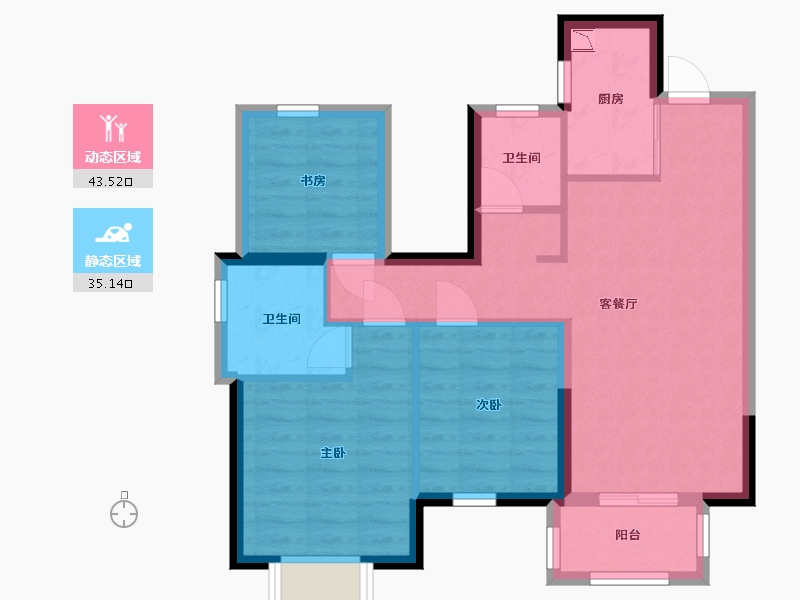 广西壮族自治区-南宁市-中南春风南岸-69.62-户型库-动静分区