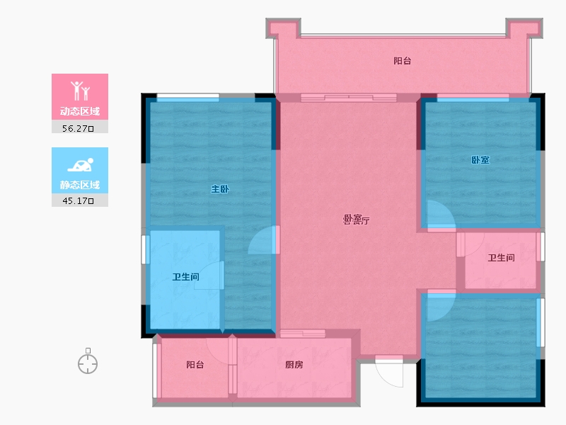 四川省-遂宁市-置信逸都·仁湖花园江庭-90.08-户型库-动静分区