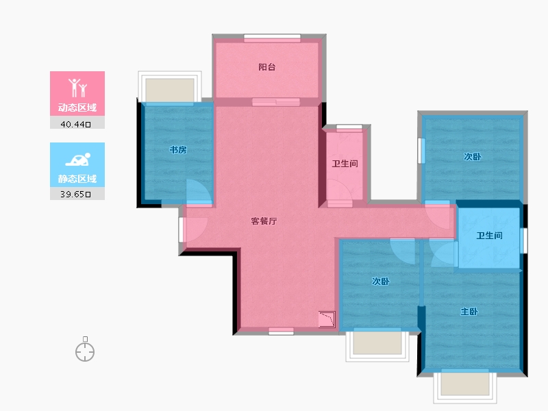 广西壮族自治区-南宁市-丰泽双湾紫云台-70.45-户型库-动静分区