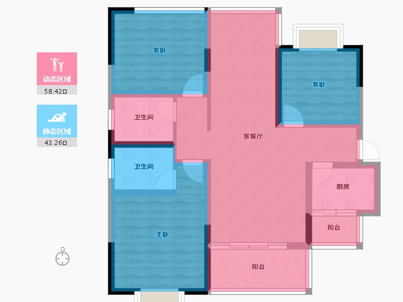 四川省-遂宁市-山屿湖·名门-89.87-户型库-动静分区