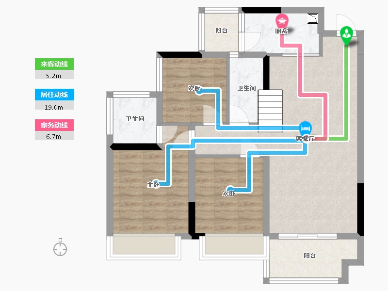 四川省-内江市-邦泰·大学城1号-76.88-户型库-动静线