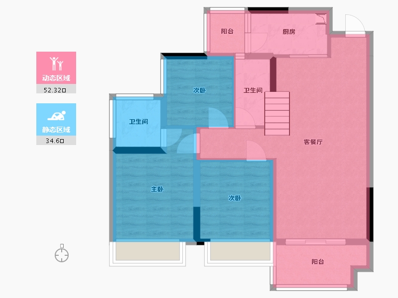 四川省-内江市-邦泰·大学城1号-76.88-户型库-动静分区