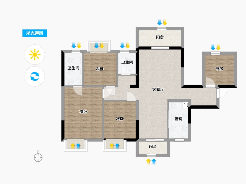 广西壮族自治区-南宁市-中南春风南岸-89.45-户型库-采光通风