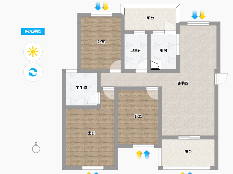 四川省-南充市-富春山居-90.49-户型库-采光通风