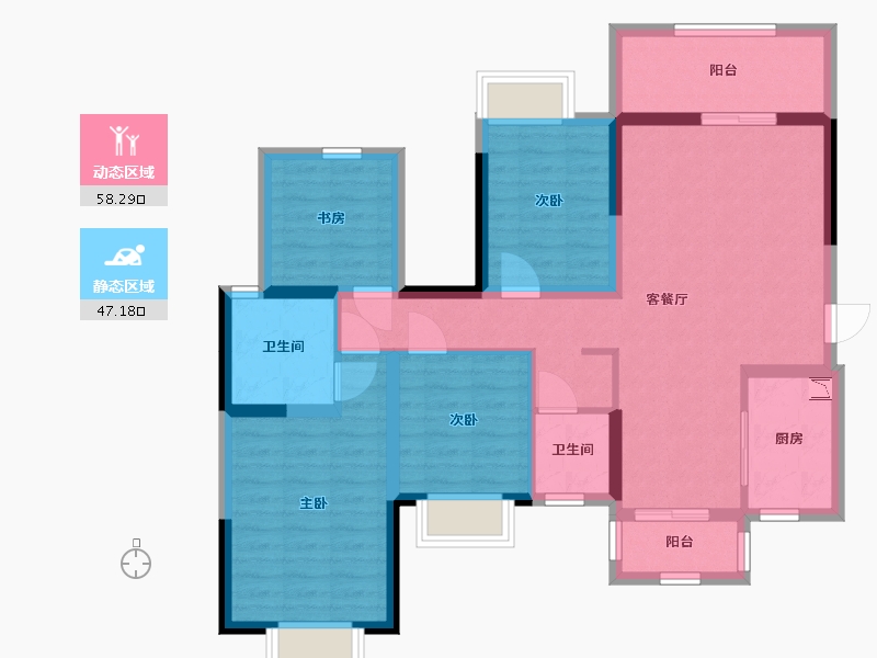 广西壮族自治区-南宁市-中南春风南岸-92.86-户型库-动静分区