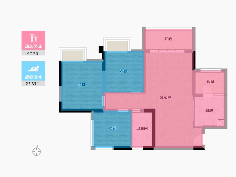 四川省-内江市-邦泰·大学城1号-65.93-户型库-动静分区