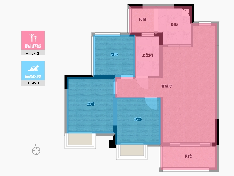 四川省-内江市-邦泰·大学城1号-65.68-户型库-动静分区