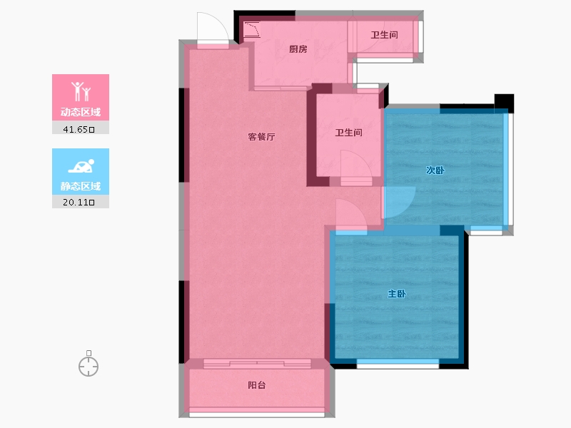 四川省-内江市-恒信·水岸名邸-54.32-户型库-动静分区