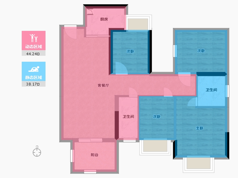 广西壮族自治区-南宁市-丰泽双湾紫云台-72.52-户型库-动静分区