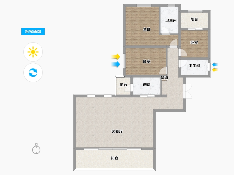 四川省-南充市-富春山居-125.85-户型库-采光通风