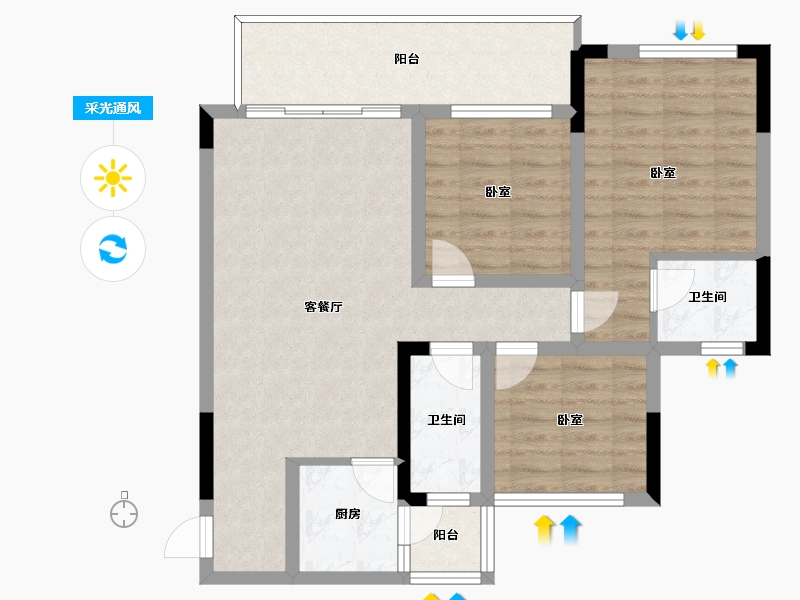 四川省-遂宁市-置信逸都城-83.08-户型库-采光通风