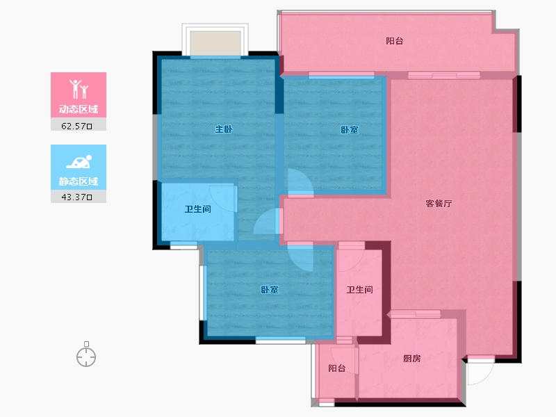 四川省-遂宁市-正黄·翡翠湾-94.42-户型库-动静分区