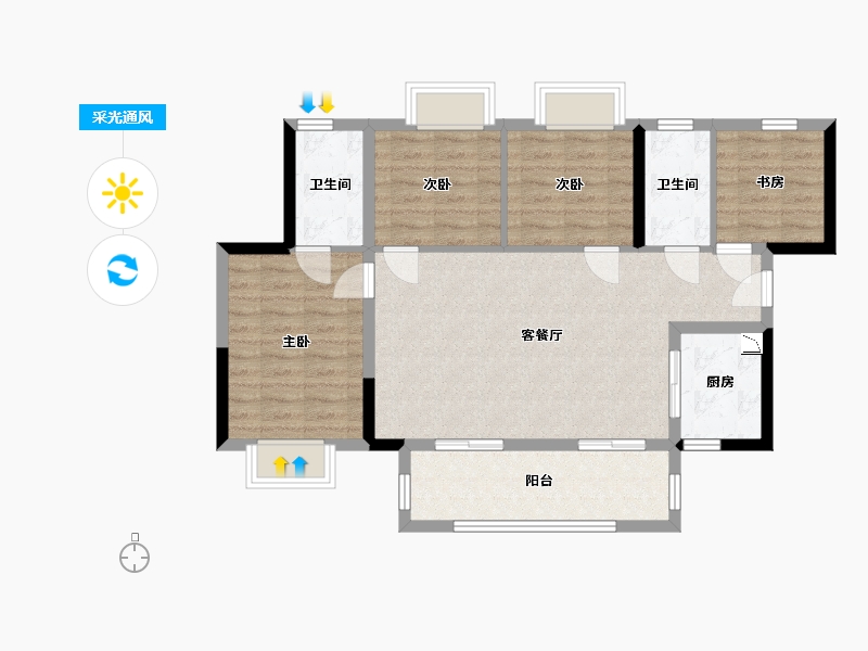 广西壮族自治区-南宁市-阳光城檀悦-86.29-户型库-采光通风