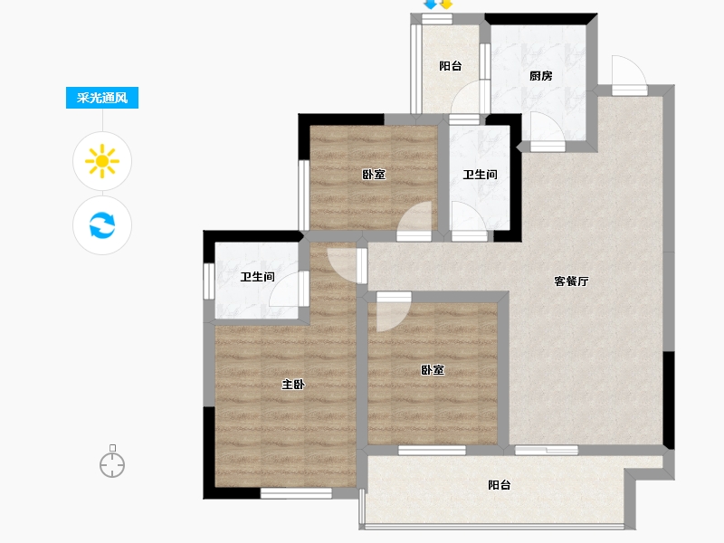 四川省-遂宁市-置信逸都城-81.28-户型库-采光通风