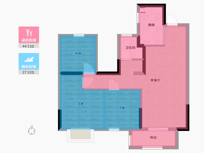 广西壮族自治区-南宁市-中南春风南岸-62.77-户型库-动静分区