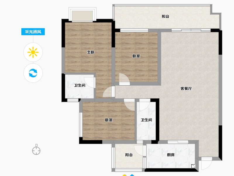 四川省-遂宁市-正黄·翡翠湾-104.08-户型库-采光通风