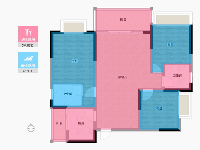 四川省-遂宁市-山屿湖·名门-78.05-户型库-动静分区