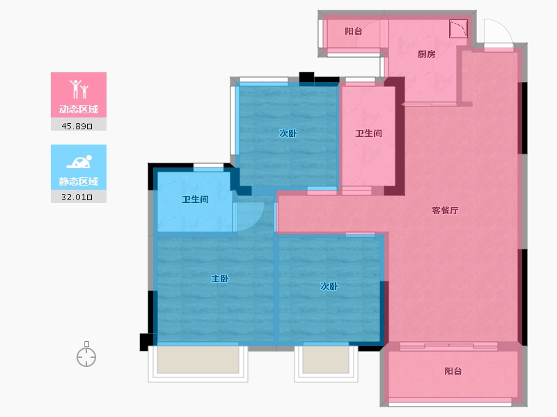 四川省-内江市-恒信·水岸名邸-68.73-户型库-动静分区