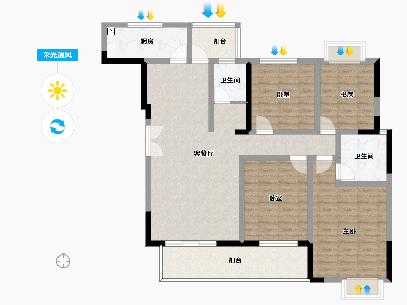 四川省-遂宁市-正黄·翡翠湾-115.21-户型库-采光通风