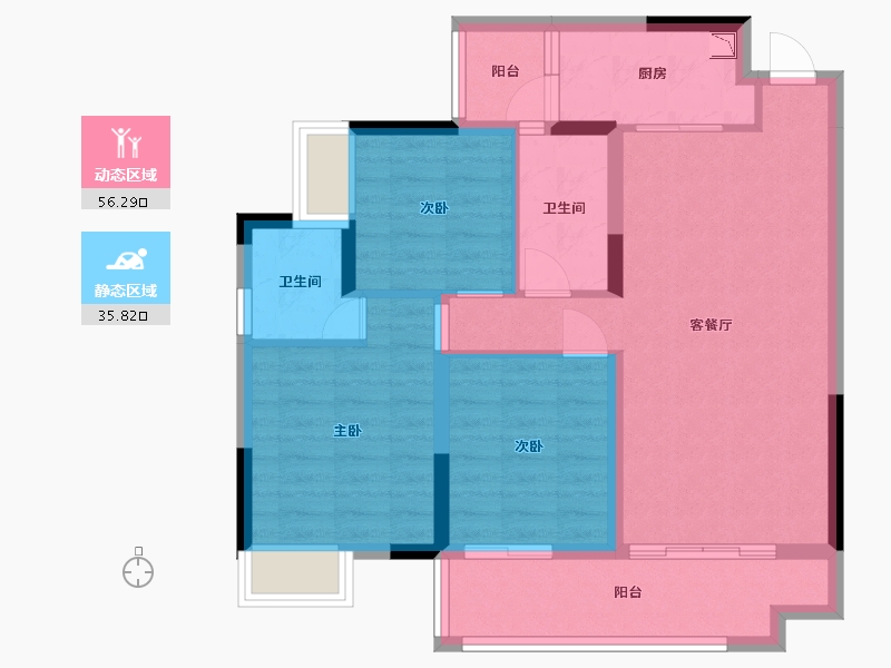 四川省-内江市-邦泰大观府-81.80-户型库-动静分区