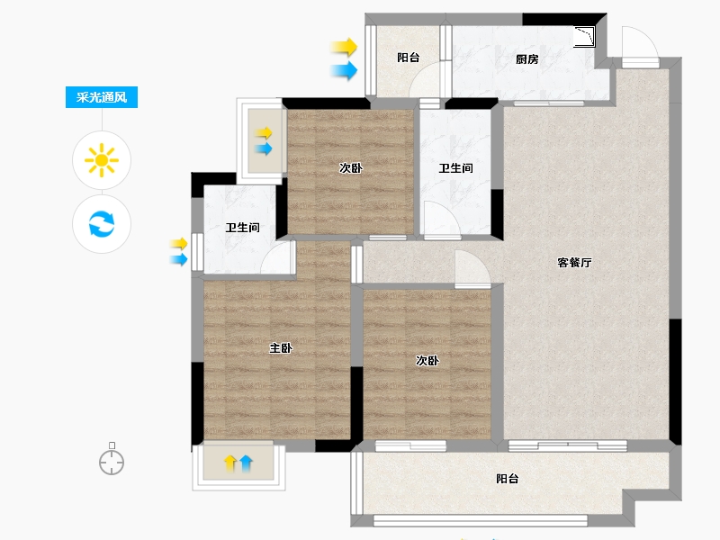 四川省-内江市-邦泰大观府-81.80-户型库-采光通风