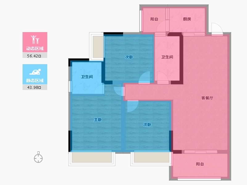 四川省-成都市-王府花园御锦苑-89.30-户型库-动静分区