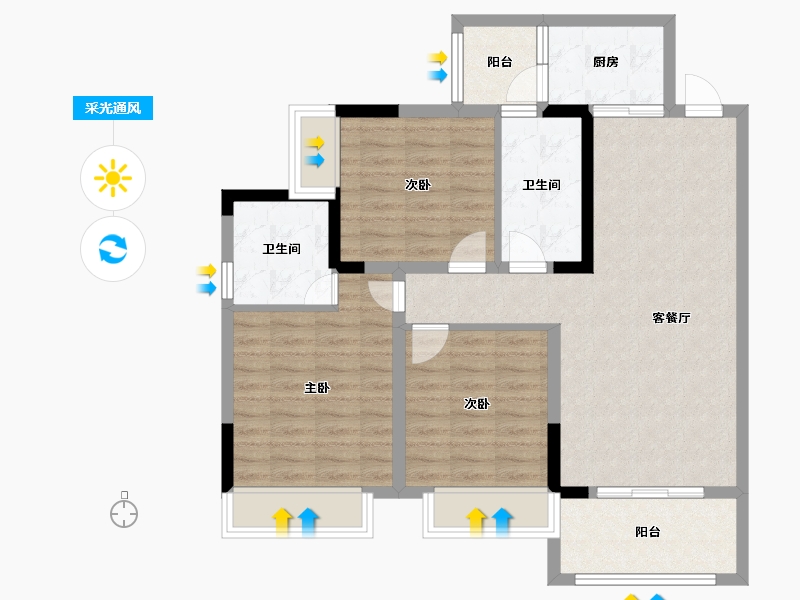 四川省-成都市-王府花园御锦苑-89.30-户型库-采光通风