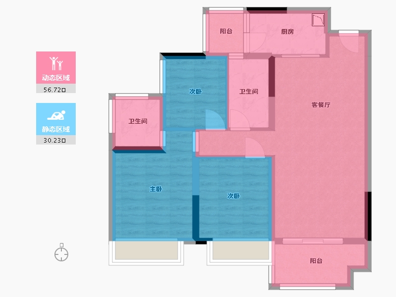 四川省-内江市-邦泰·大学城1号-76.77-户型库-动静分区