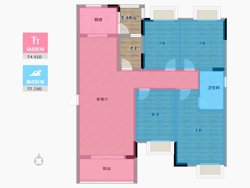 四川省-绵阳市-羌多娜·溪院-105.58-户型库-动静分区