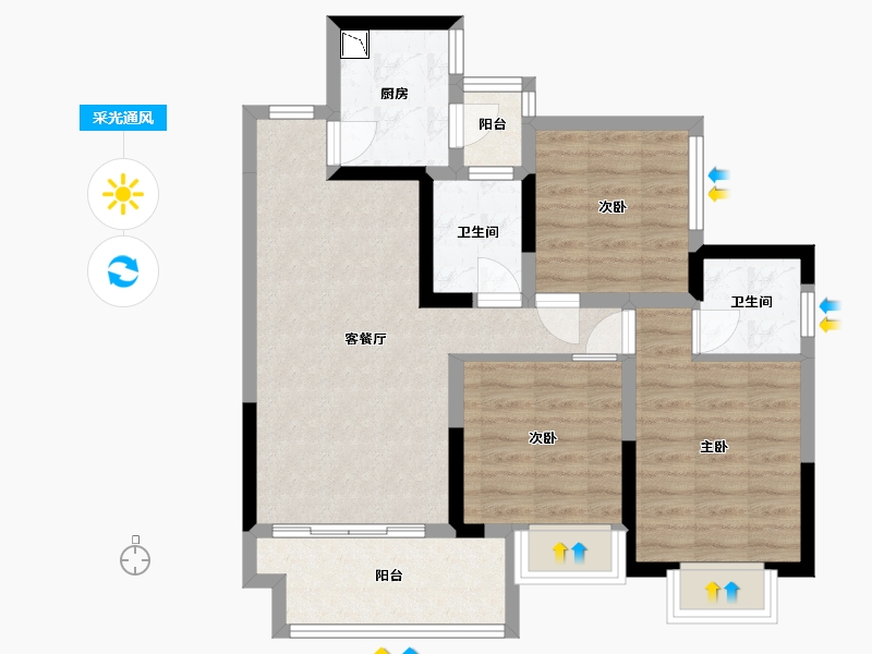 四川省-内江市-和喜御景台-73.07-户型库-采光通风