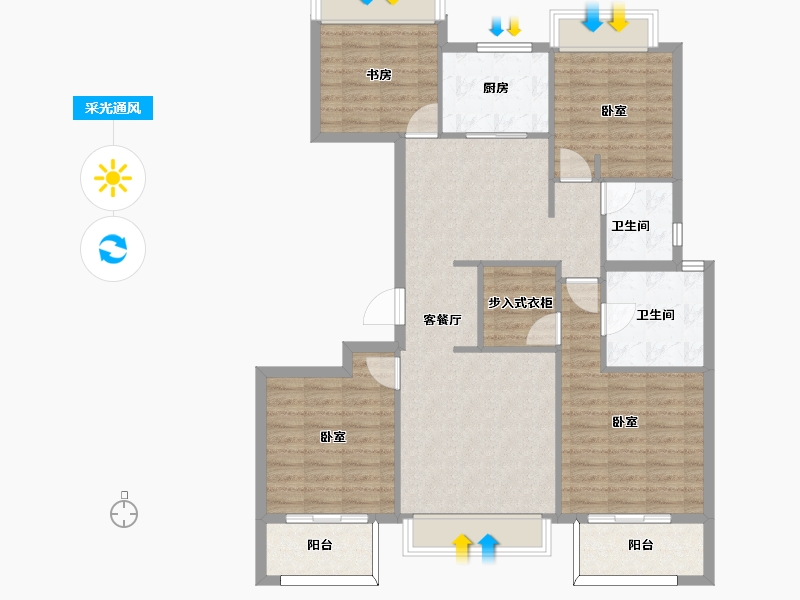 浙江省-杭州市-富力十号-110.00-户型库-采光通风