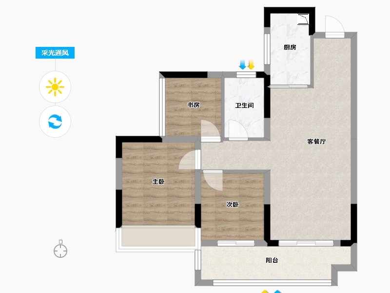 广西壮族自治区-桂林市-金科集美东方-66.57-户型库-采光通风