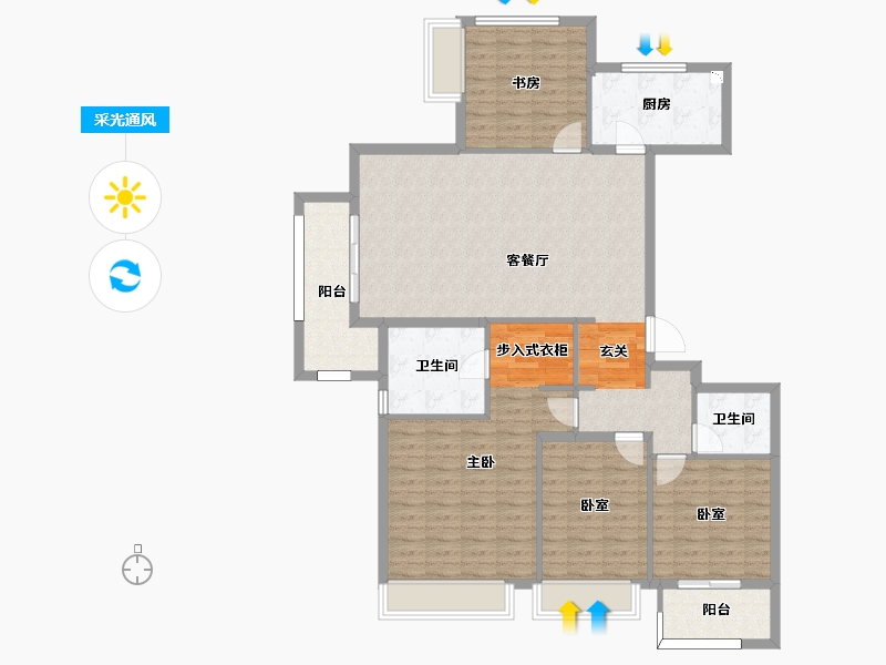 浙江省-杭州市-富力十号-126.00-户型库-采光通风