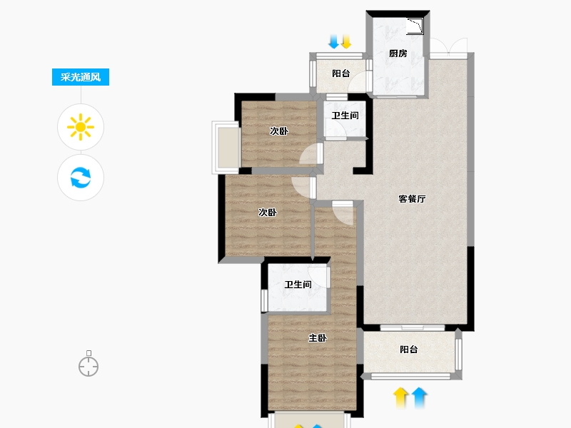 四川省-成都市-东韵雅苑-92.70-户型库-采光通风