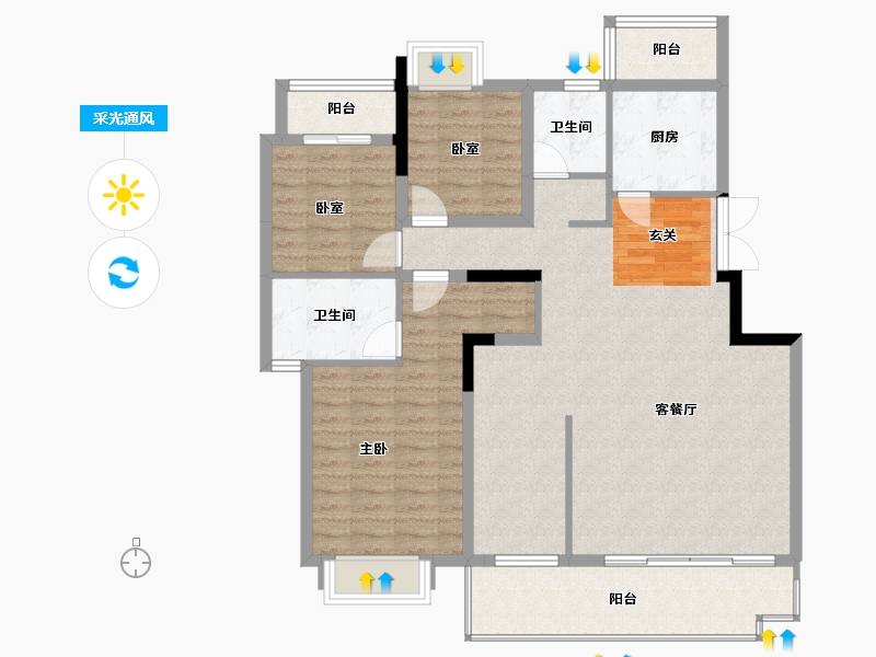 四川省-遂宁市-君豪·春天大道-113.05-户型库-采光通风