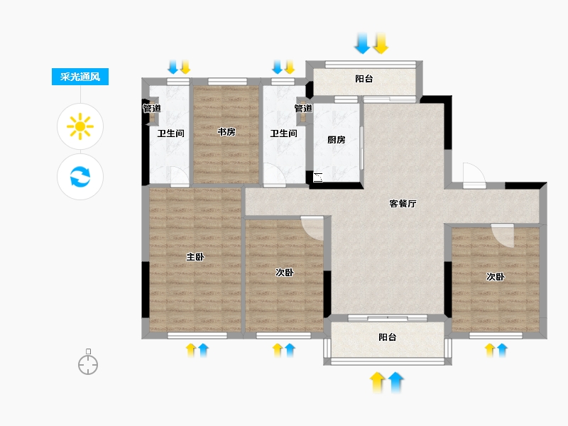 广西壮族自治区-桂林市-桂林碧桂园长寿谷-102.63-户型库-采光通风