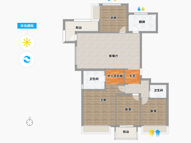 浙江省-杭州市-富力十号-126.00-户型库-采光通风