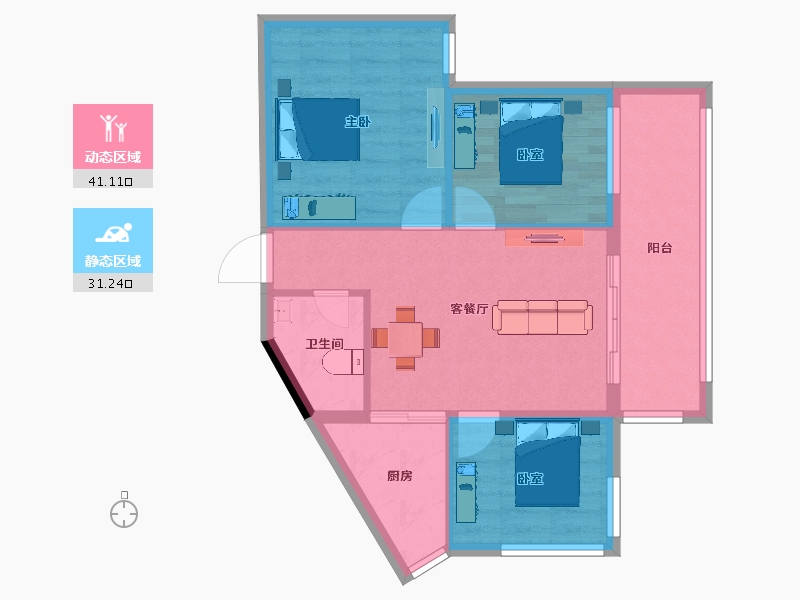 广西壮族自治区-百色市-靖西普罗旺斯-65.02-户型库-动静分区