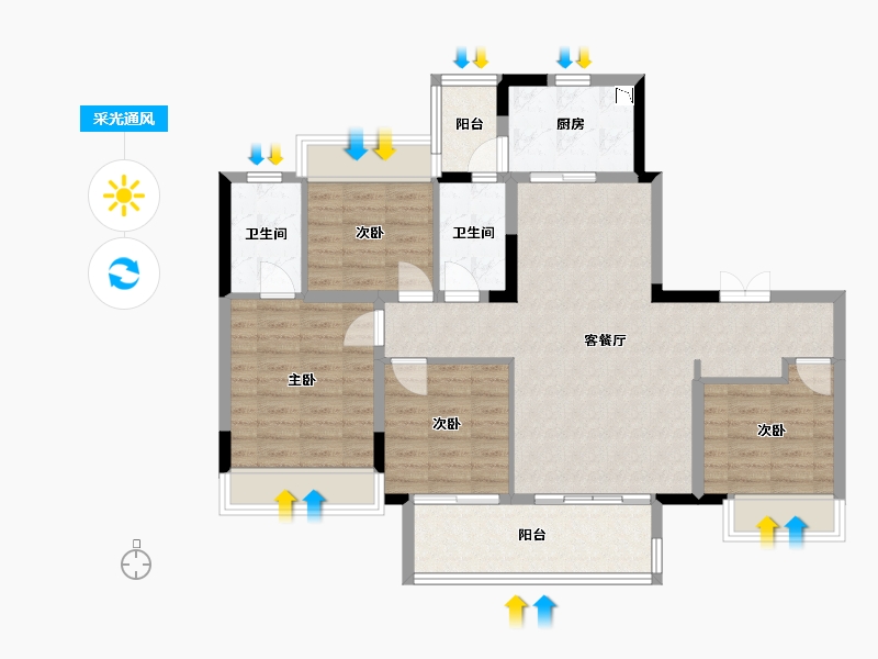 广西壮族自治区-桂林市-桂林融创九棠府-97.34-户型库-采光通风