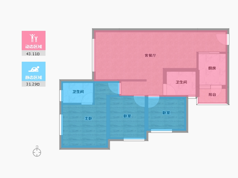 四川省-南充市-远达江山美墅-65.36-户型库-动静分区