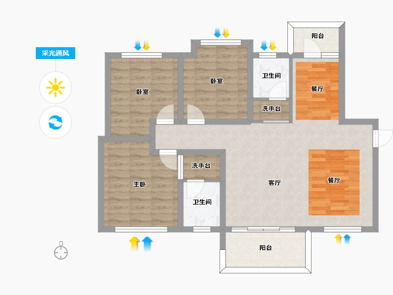 四川省-南充市-领地天屿-88.00-户型库-采光通风