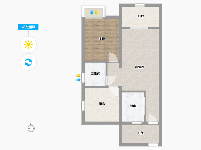 广西壮族自治区-北海市-强盛城市海岸-58.10-户型库-采光通风