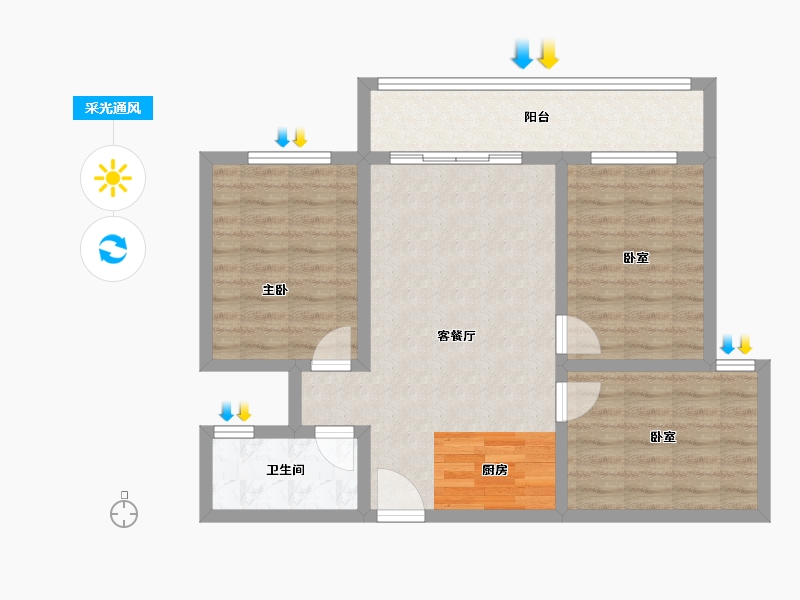 广西壮族自治区-百色市-靖西普罗旺斯-75.90-户型库-采光通风